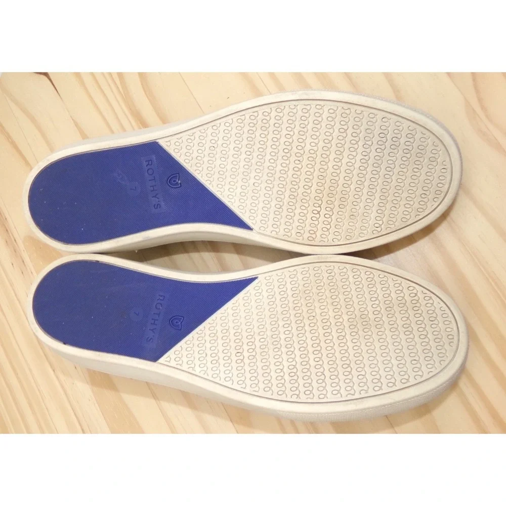 Rothys The Original Slip On Sneakers Womens Metallic Lattice Blue Sz 7